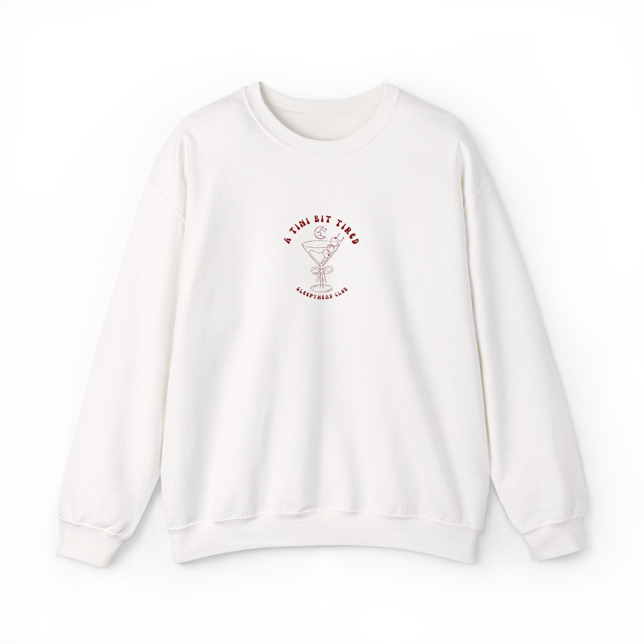A Tini Bit Tired Embroidered Sleepyhead Club Crewneck Sweatshirt