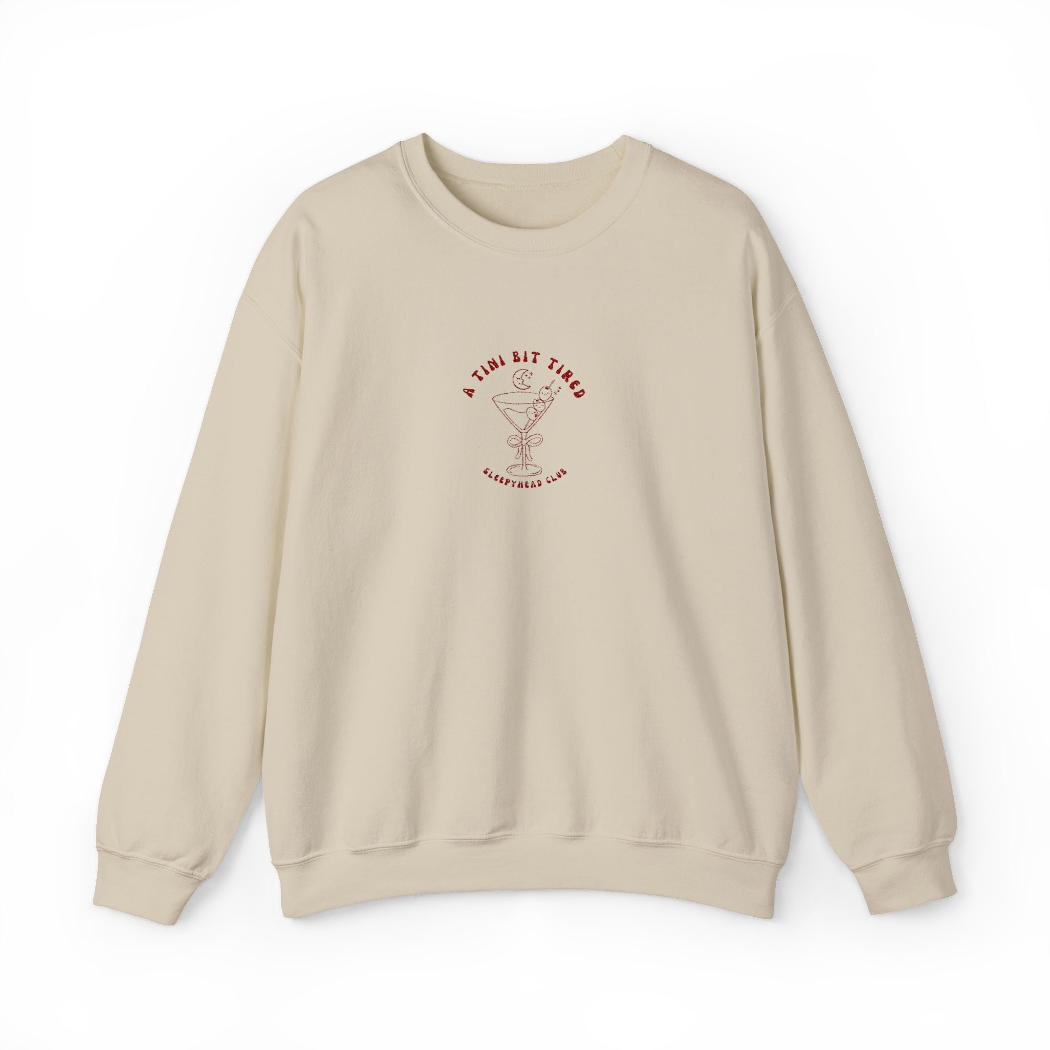 A Tini Bit Tired Embroidered Sleepyhead Club Crewneck Sweatshirt