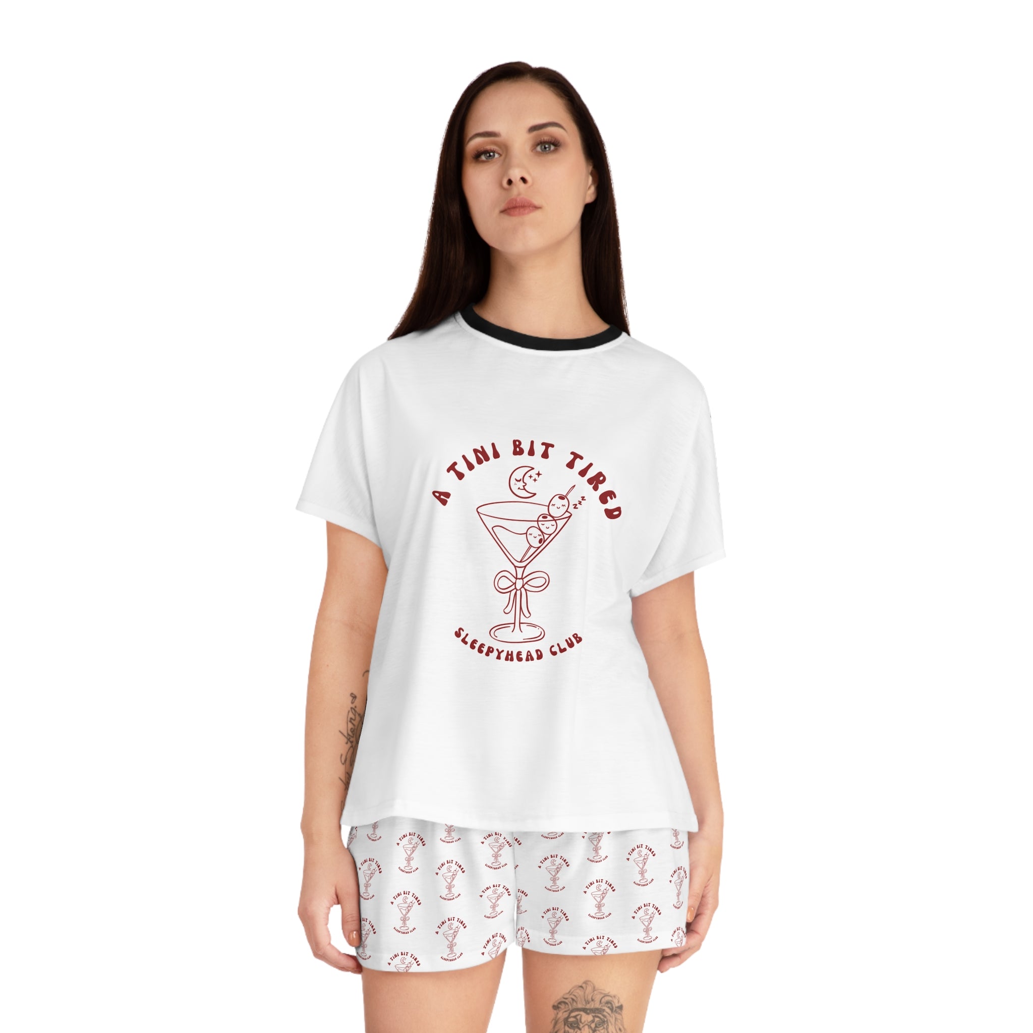 A Tiny Bit Tired Women's Short Pajama Set — Cute Cocktail Sleepwear