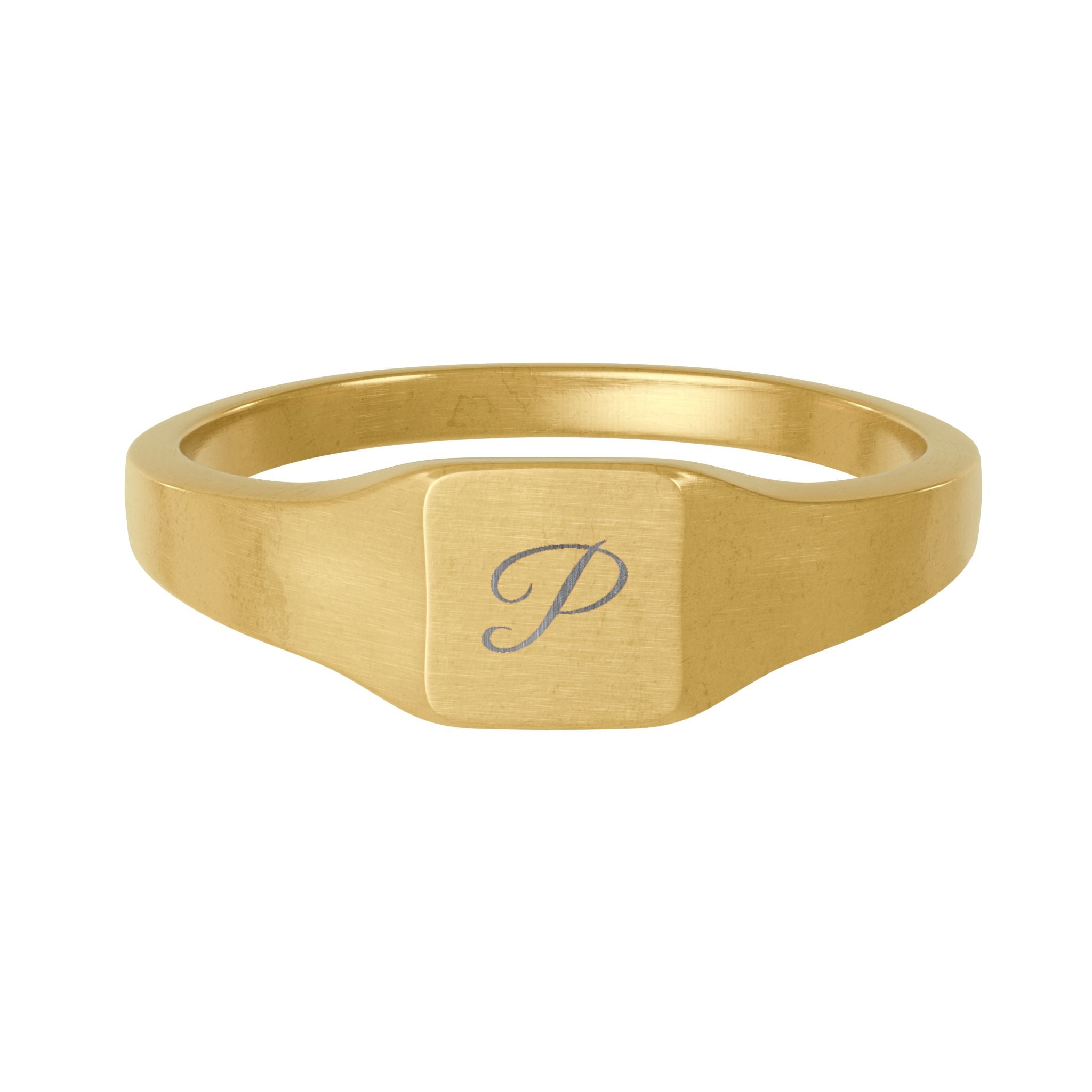 Engravable Square Signet Ring — Personalized Stainless Steel Initial Ring