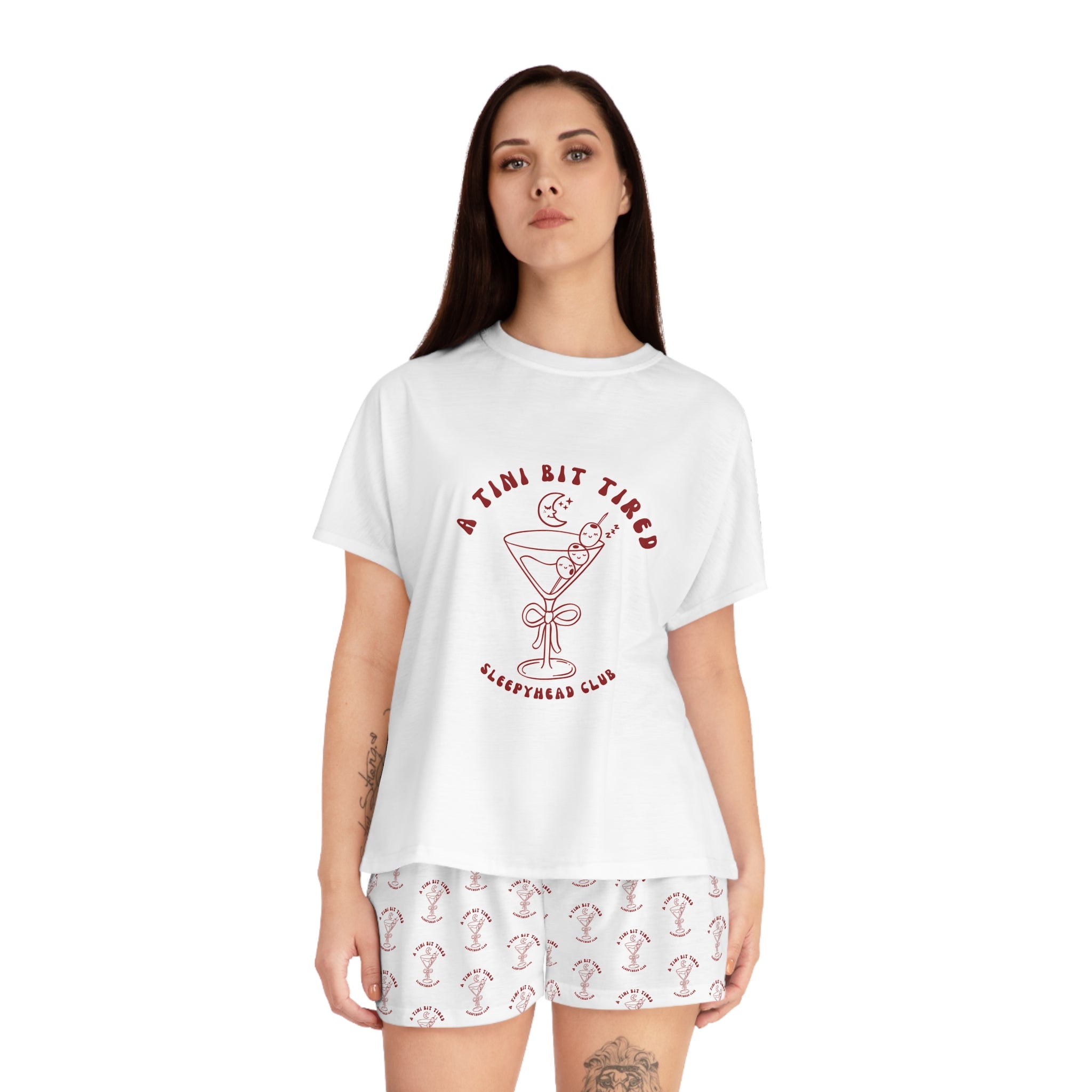 A Tiny Bit Tired Women's Short Pajama Set — Cute Cocktail Sleepwear
