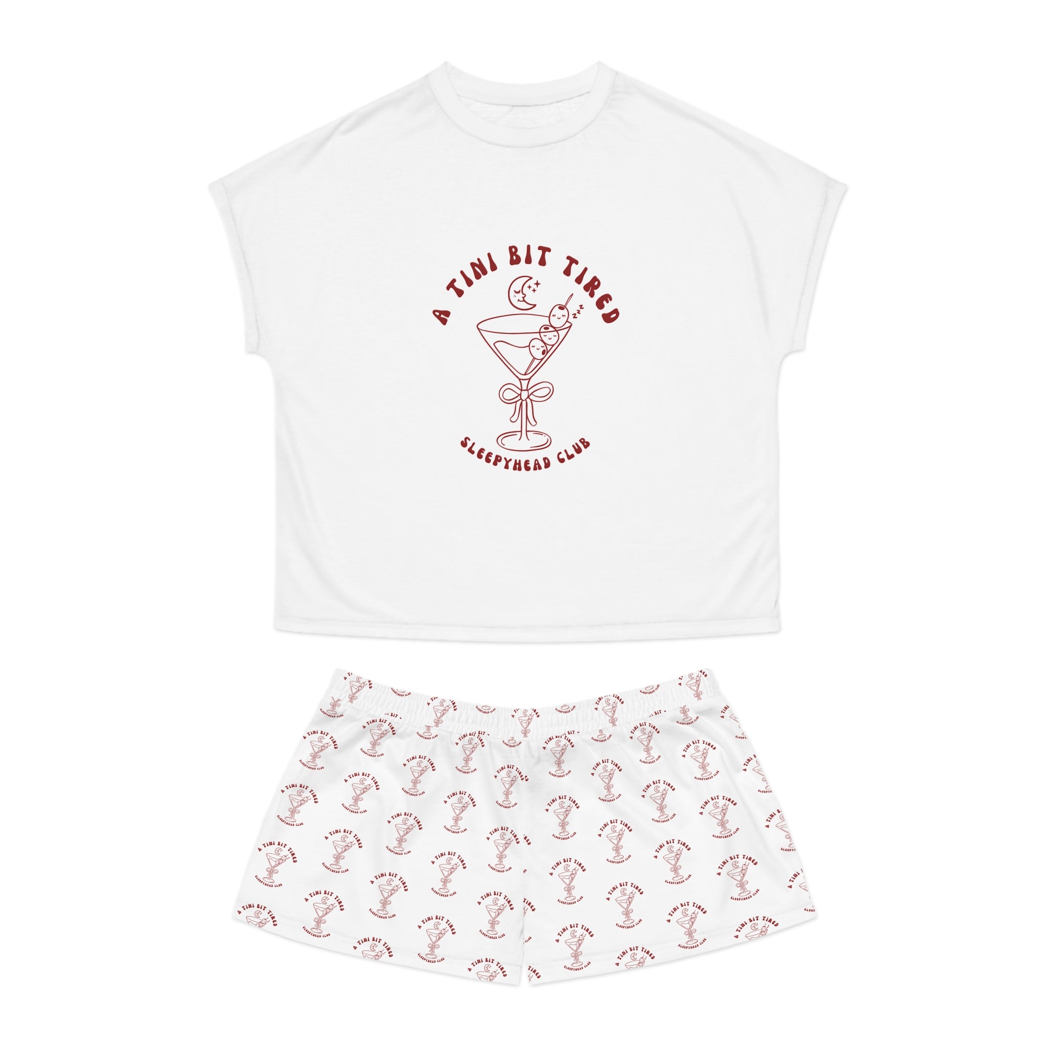 A Tini Bit Tired Women's Short Pajama Set — Cute Cocktail Sleepwear