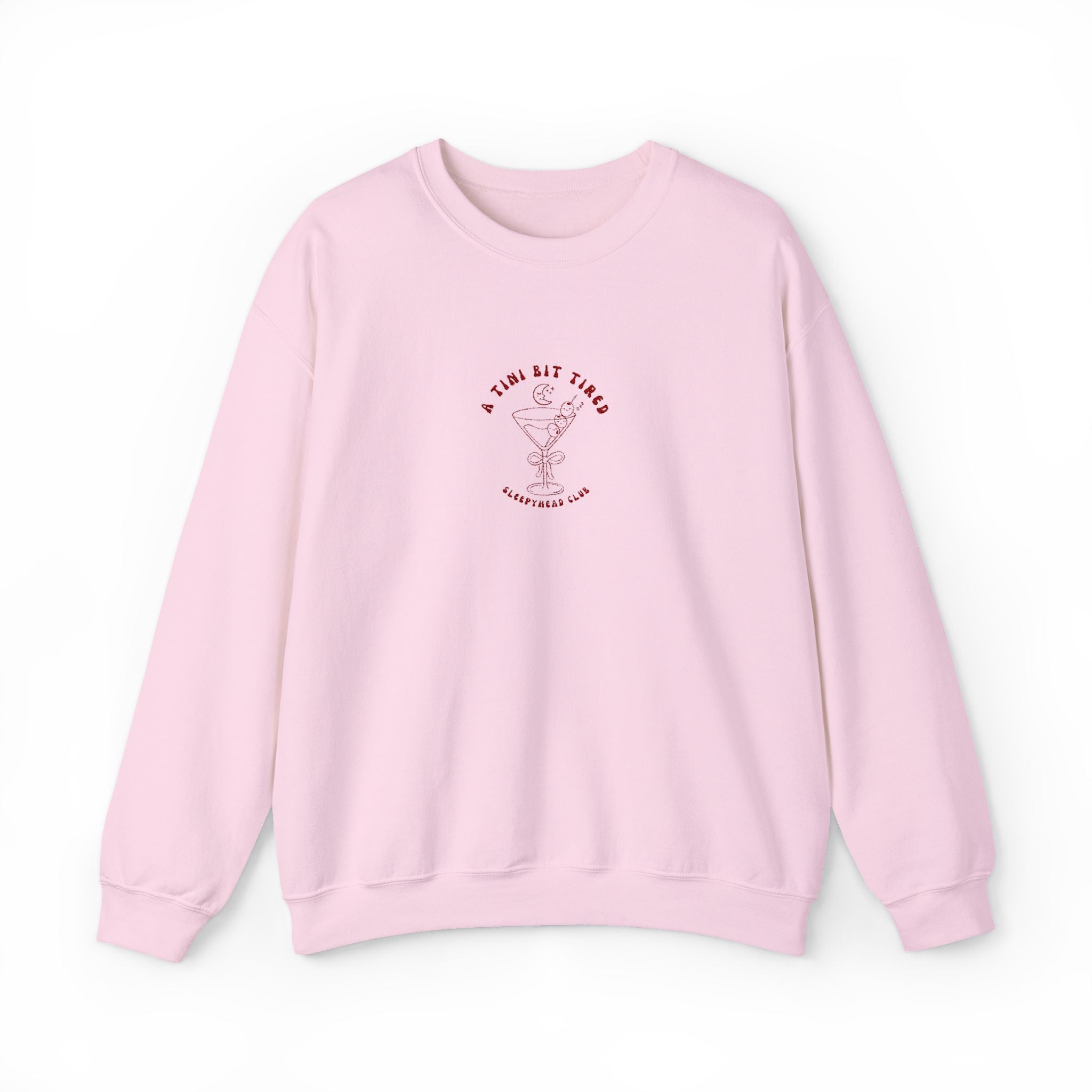 A Tini Bit Tired Embroidered Sleepyhead Club Crewneck Sweatshirt