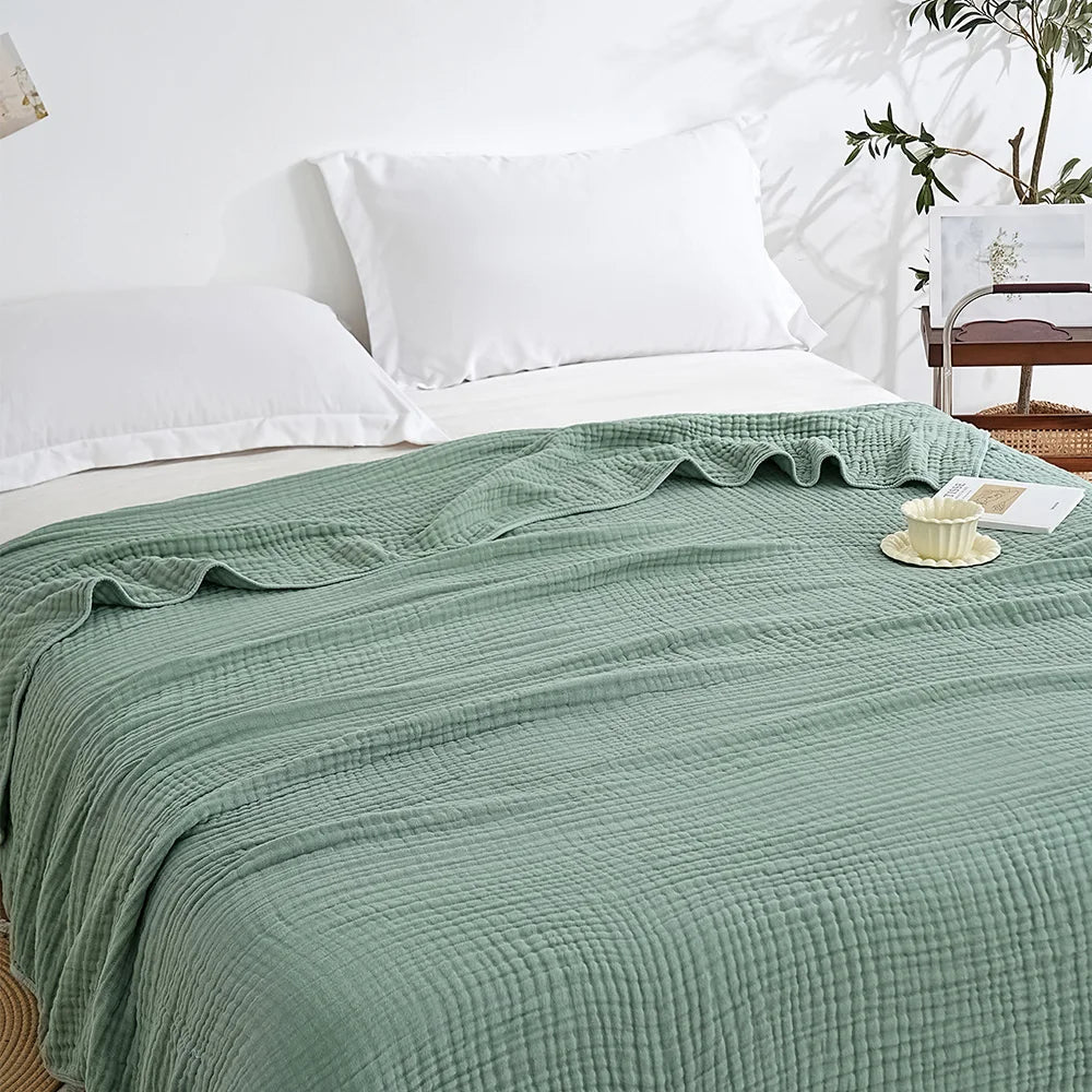 6-Layer Cotton Muslin Throw Blanket – Lightweight & Breathable