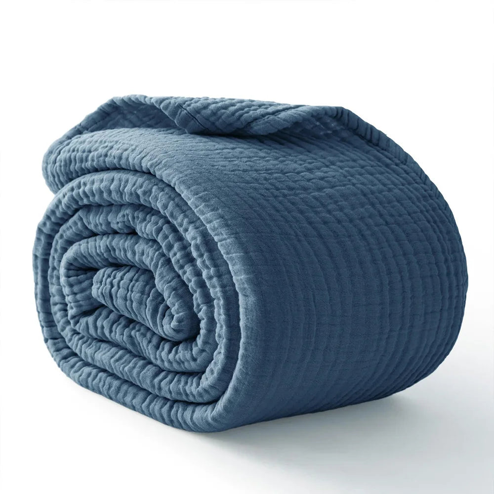 6-Layer Cotton Muslin Throw Blanket – Lightweight & Breathable