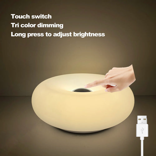 Bauhaus table lamp USB plug bedroom bedside lamp living room dining room decoration donut ambient light（Not glass）