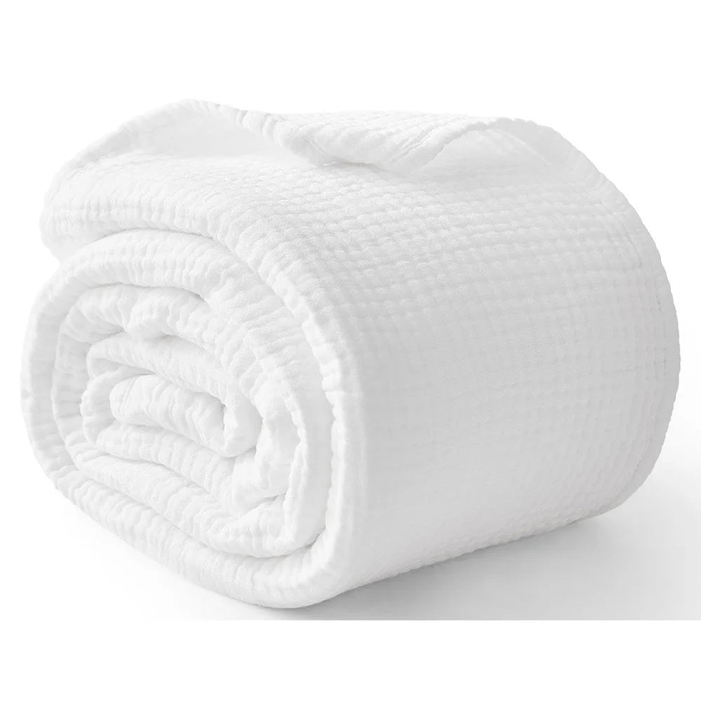 6-Layer Cotton Muslin Throw Blanket – Lightweight & Breathable