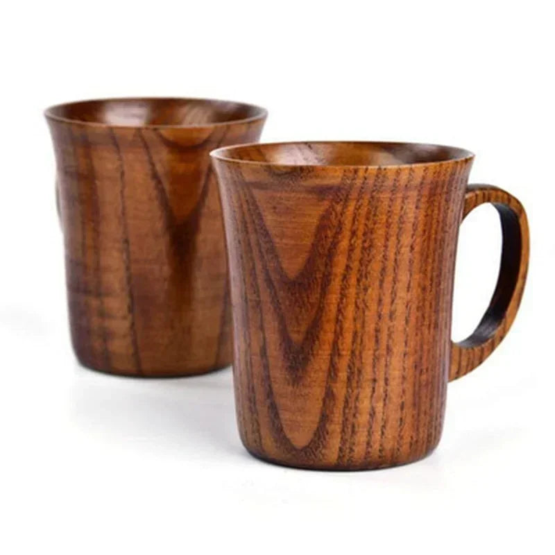 Minimalist Handmade Wooden Mug – 400ml Natural Wood Coffee & Tea Cup