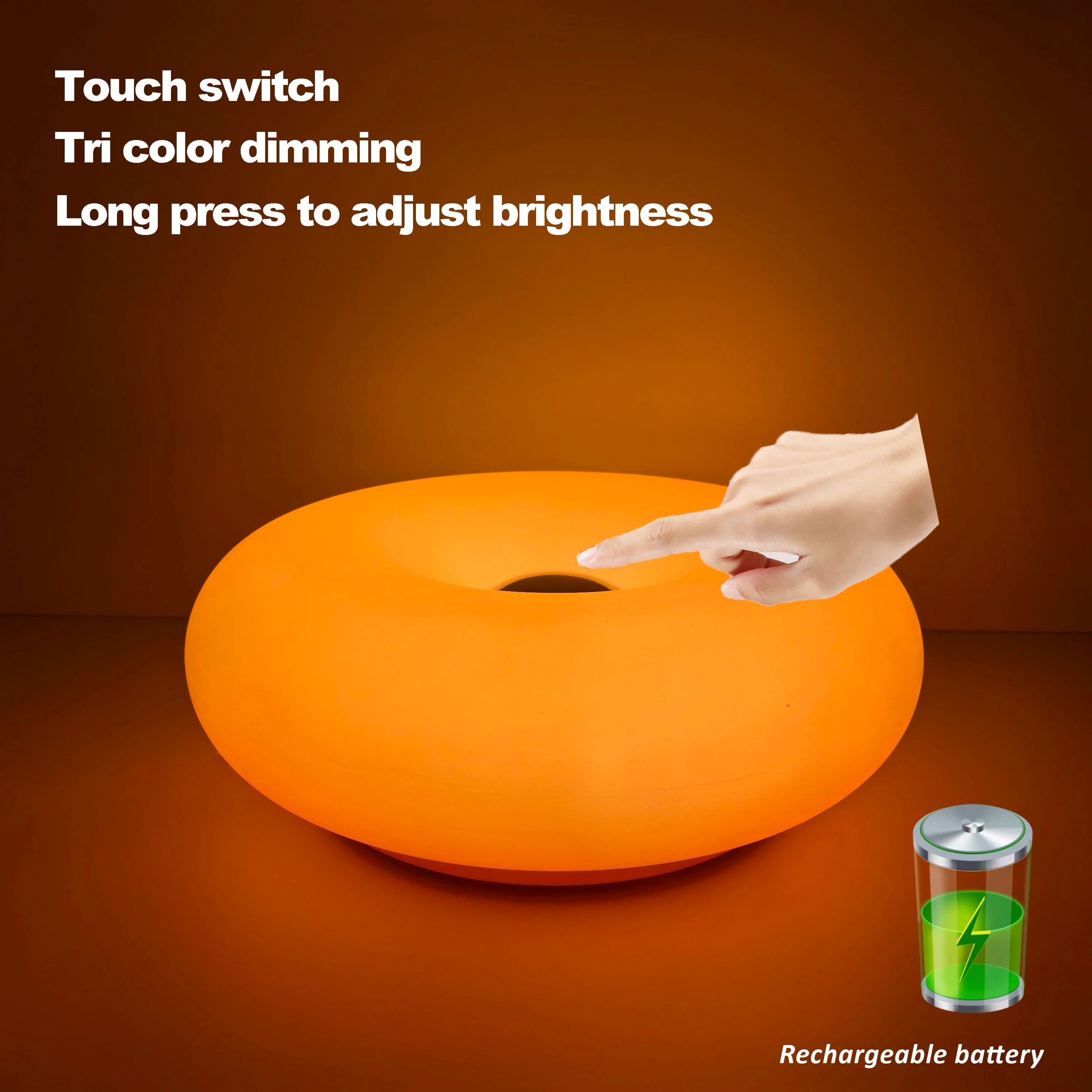 Bauhaus table lamp USB plug bedroom bedside lamp living room dining room decoration donut ambient light（Not glass）
