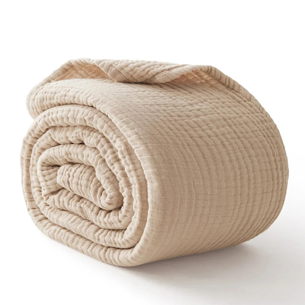 6-Layer Cotton Muslin Throw Blanket – Lightweight & Breathable