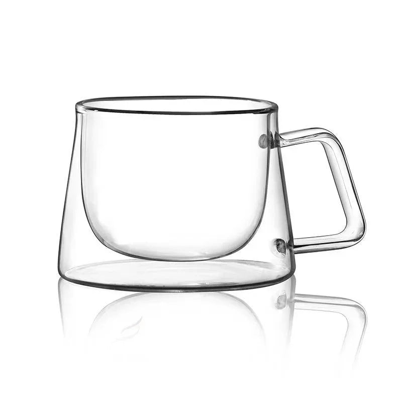 200ml Double Wall Glass Coffee Mug with Handle - Heat-resistant Espresso Cup