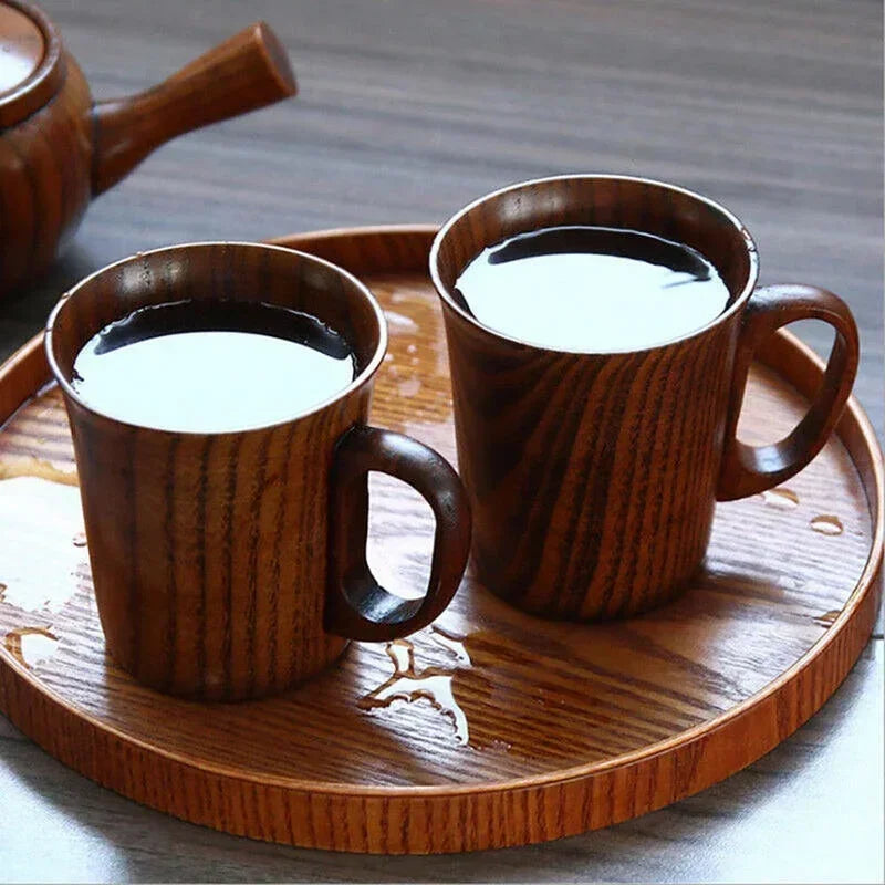 Minimalist Handmade Wooden Mug – 400ml Natural Wood Coffee & Tea Cup