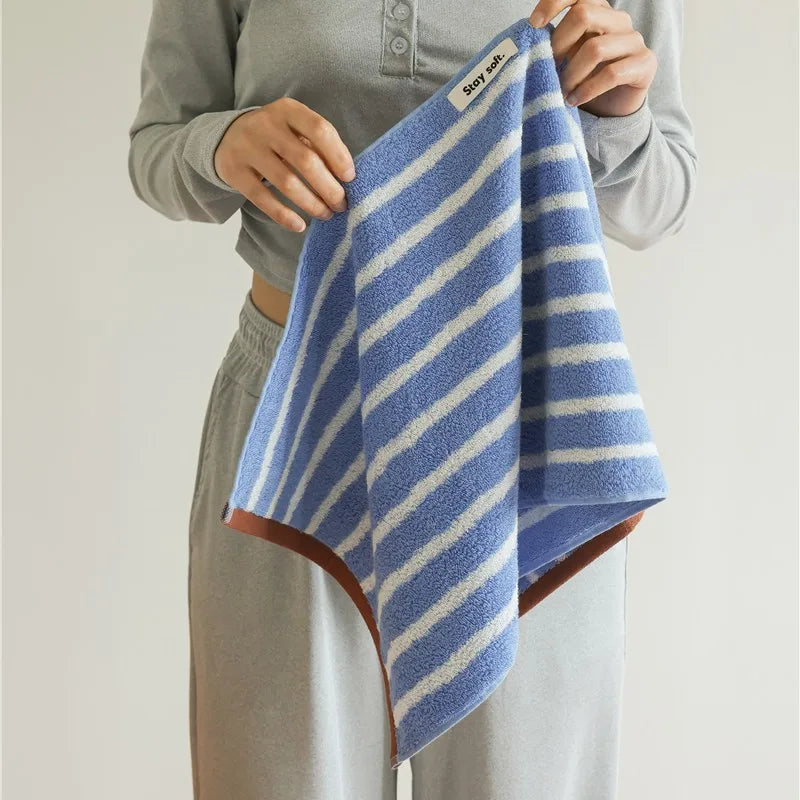 Retro Striped Plush Cotton Bath Towel – Soft & Absorbent
